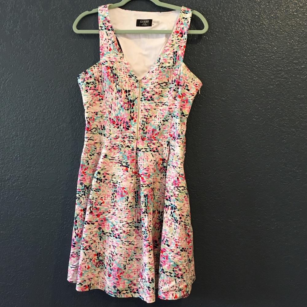 Guess “Daisy” cross-back zipper-front dress